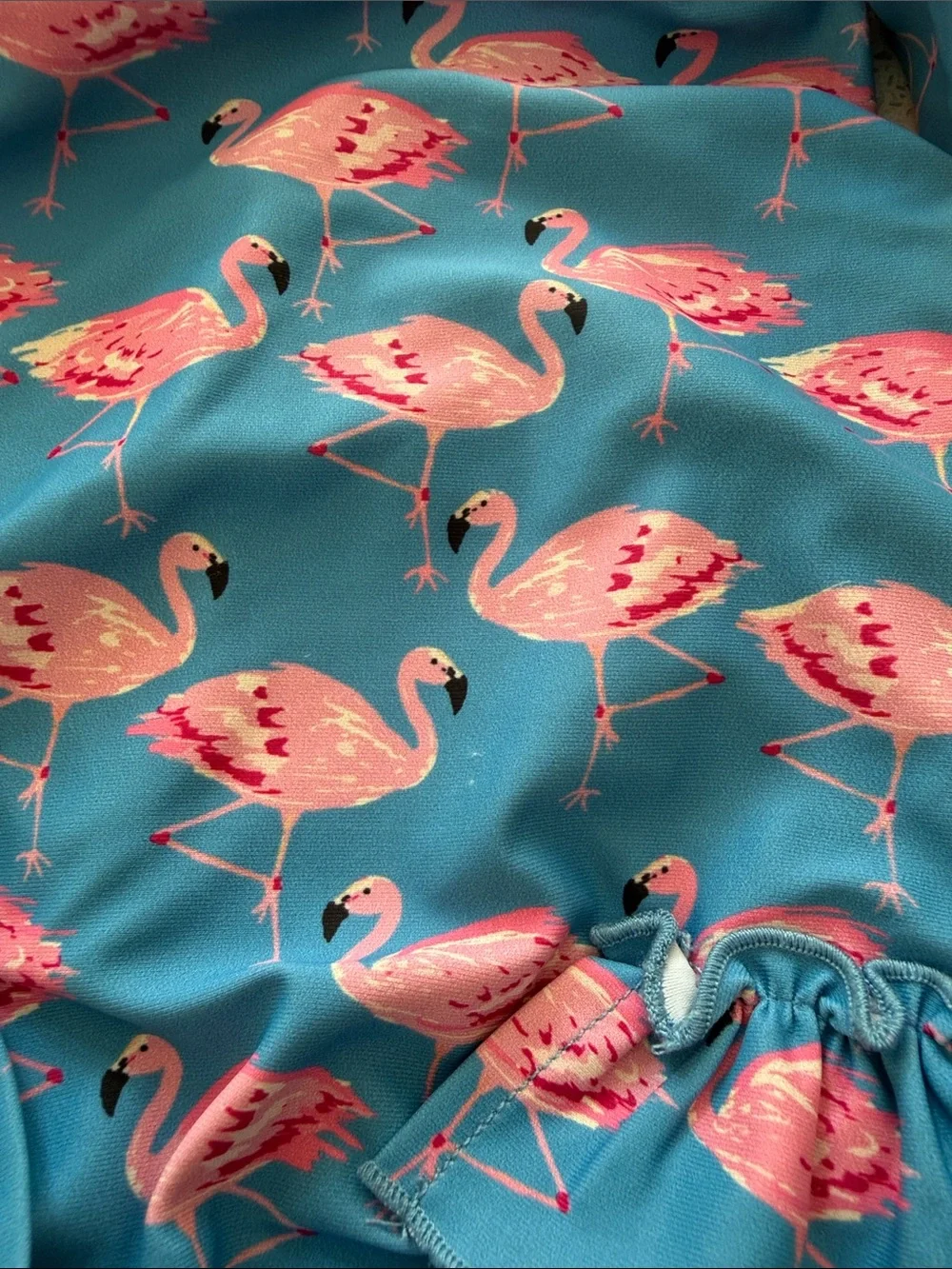 SweetHoney One-Piece Swimsuit with Pink Flamingos and Bow Straps 6M euc